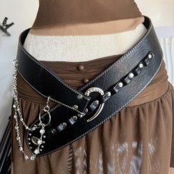 ( black) occidental style wind Rivet diamond buckle belt chain lady chain belt