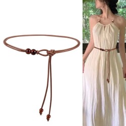 (A  black) belt woman new medium rope retro ornament Dress chain leather samll..