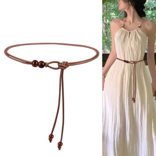 (A  black) belt woman new medium rope retro ornament Dress chain leather samll belt woman