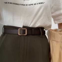 (A gold buckleCoffee ) belt woman style  ornament Cowboy black fashion retro s..