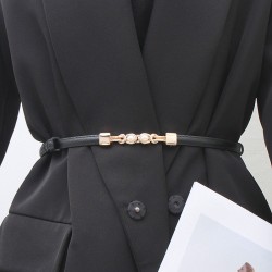 (A  black)black belt woman ornament Waist retraction all-Purpose Pearl buckle ..