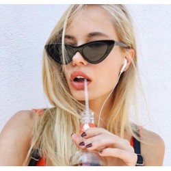 ( while frame gray  Lens ) occidental style cat sunglass fashion brief samll Sunglasses triangle