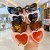 ( frame  tea  Lens ) occidental style love children Sunglasses woman fashion sunglass