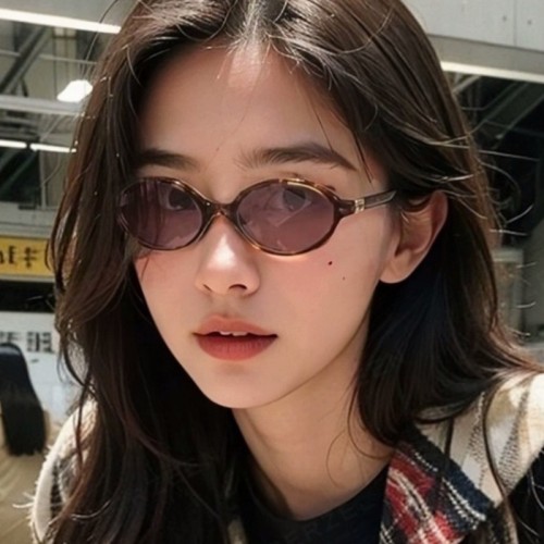 ( leopard print frame  purple  Lens ) style Round frame samll sunglass  brief ornament Sunglasses