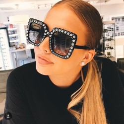 ( bright black gray  Lens ) diamond sunglass retro square Sunglasses Colorful ..
