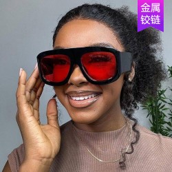 ( bright black red  Lens ) square Sunglasses occidental style sunglass fashion..