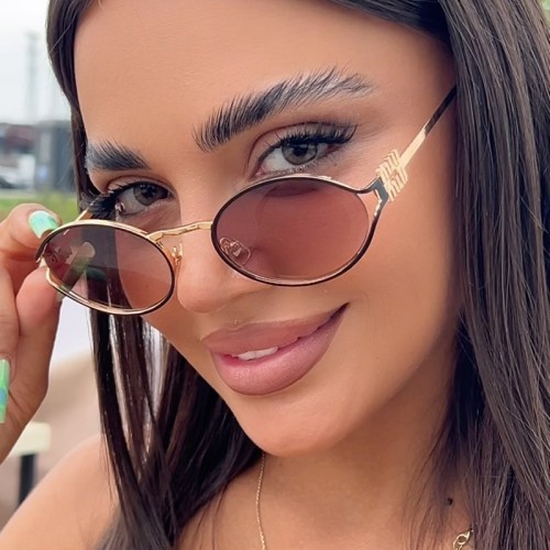 ( gold frame  tea )Ellipse hollow sunglass occidental style sunglass fashion retro Sunglasses