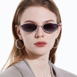 (C  Black frame  gray )samll Metal cat sunglass occidental style personality S..