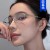 (C  white)Ellipse Anti blue light spectacles Metal hollow Eyeglass frame super