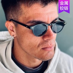 (C  bright black gray  Lens )samll Rice nail sunglass man sunglass occidental ..