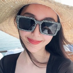 (C  bright black gray )diamond square sunglass personality Sunglasses fashion ..