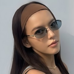 (C  gold frame  gray  Lens )Ellipse side cut sunglass occidental stylens sungl..