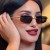 (C  gray ) pattern square sunglass Metal sunglass occidental style fashion Sunglasses