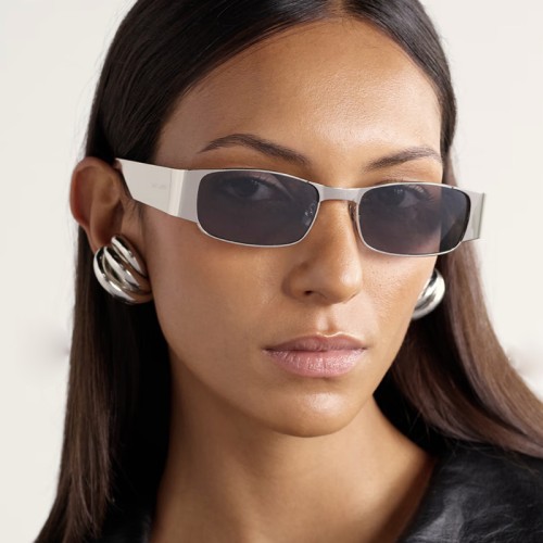(C  silver frame  gray  Lens )samll square Metal sunglass sunglass woman anti-ultraviolet style Sunglasses