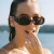 ( red  gray  Lens )samll square sunglass occidental style retro Sunglasses sunglass lady