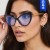 (C  Black frame  tea  while  Lens )three cat occidental style Eyeglass frame Anti blue light personality