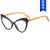 (C  Black frame  tea  while  Lens )three cat occidental style Eyeglass frame Anti blue light personality