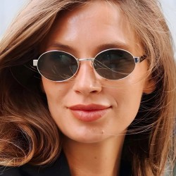 (C  gold frame  gray )Ellipse sunglass lady anti-ultraviolet Sunglasses fashio..