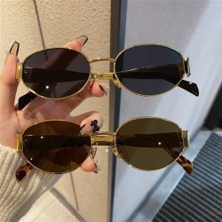 ( gold frame  Black grey  Lens )occidental style Round frame Sunglasses woman ..