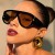 ( Black frame  Black grey  Lens ) sunglass occidental style high personality retro anti-ultraviolet Sunglasses woman