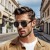 ( silver frame  Black grey  Lens ) Sunglasses man anti-ultraviolet high sunglass