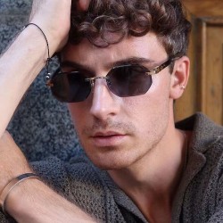 (C gold  blue )occidental style diamond side cut sunglass man high Sunglasses ..