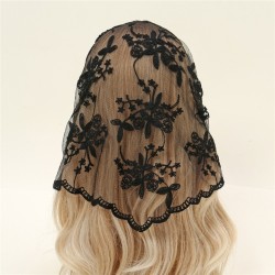 (VS   black)occidental style bride head flowers lace triangle spring summer bl..