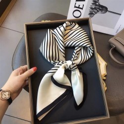 ( while  stripe)scarves samll high fashion all-Purpose occupation imitate silk samll neckerchief retro print scarves woman
