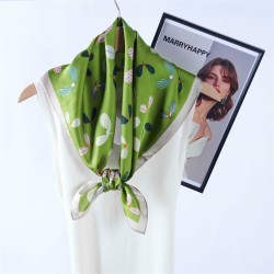 ( Grass green)Country style color lady satin face print samll scarves all-Purpose samll neckerchief spring summer Sunscreen he