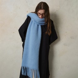 classic wool pure color tassel scarf woman Winter warm lovers thick shawl Coll..