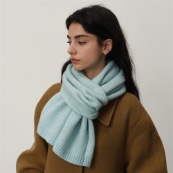 ( blue )Korea temperament high wool pure color knitting scarf woman imitate sh..