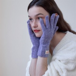 ( white)Korea lovelyins pure color all-Purpose velvet warm glove woman Winter ..