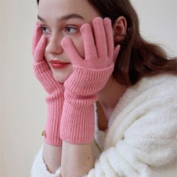 ( black)removable wool glove woman Winter warm knitting pure color two mitten ..