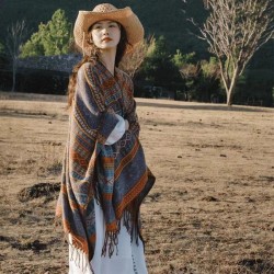 ( Lens   )retro new shawl warm ethnic style Jacquard scarf