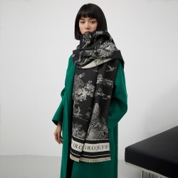 ( black)Autumn and Winter thick Jacquard scarf woman imitate sheep velvet warm..