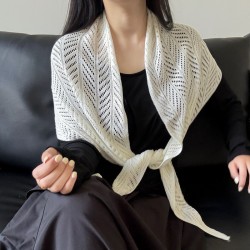 ( fashion   rice white) hollow knitting shawl triangle woman summer thin shawl..