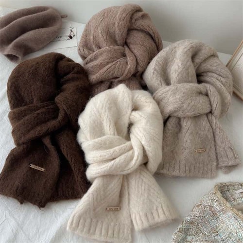 (   while )sheep pure color knitting scarf woman student high lovers woolen wool Collar