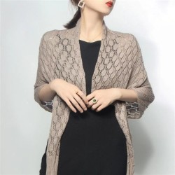 knitting hollow shawl pure color big sleeves warm Bohemia Nation summer