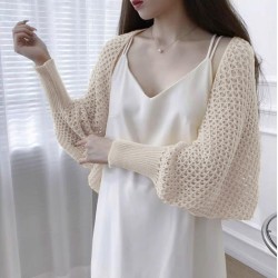 spring summer knitting hollow Sunscreen shawl fashion all-Purpose long sleeve thin style pure color cardigan