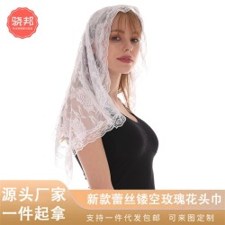 (  black)occidental style wind lace hollow rose head  woman black white draugh..