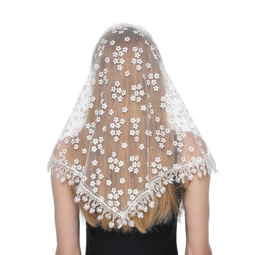 ( Beige)fashion new floral lace Korean style triangle scarf classic draughty hollow tassel woman style ornament head ( Beige)fashion new floral lace Korean style triangle scarf classic draughty hollow tassel woman style ornament head