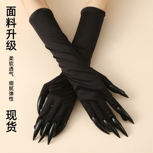 ( black)Halloween claw glove  black sequinhollowen coslay long glove