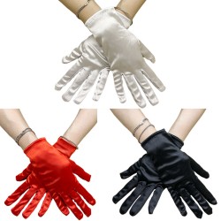 ( black)bride short style four surface satin face glove lady wedding