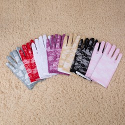 ( red) lady short style sexy lace Sunscreen glove  bride glove