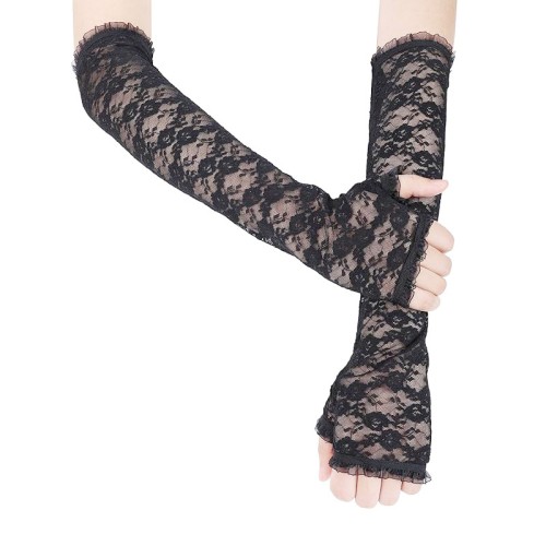 ( khaki) glove women long style lace glove elegant lace glove Sunscreen Outdoor glove