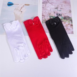 ( black)bride elasticity satin face long bow glove day glove