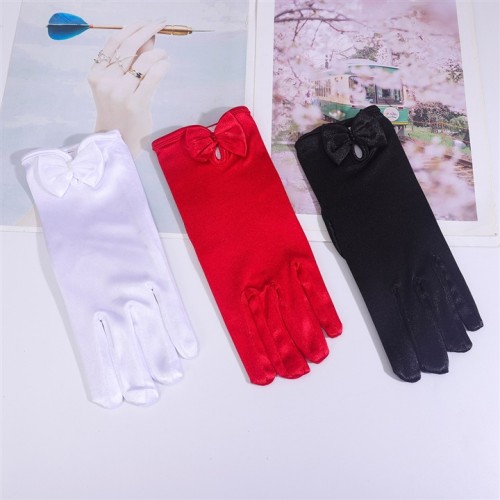 ( black)bride elasticity satin face long bow glove day glove