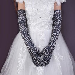 ( black) size   long leopard animal pattern glove color Clothing glove