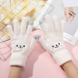 (  white)ins cartoon velvet glove Winter velvet warm Outdoor lovely student to..