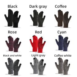 (  black) glove man lady Winter warm velvet thick woolen knitting touch screen..
